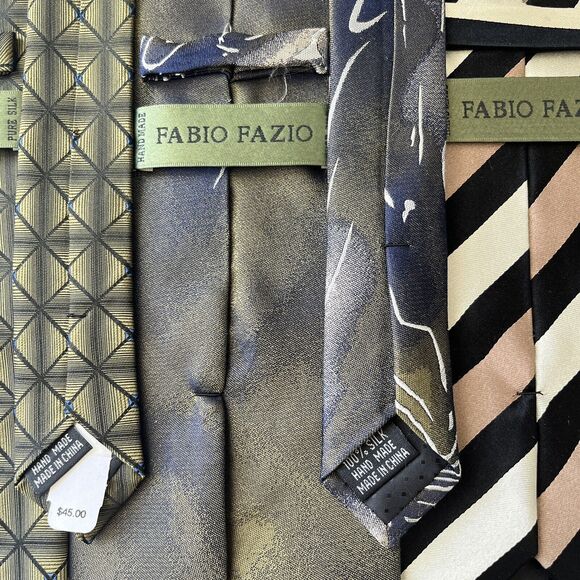 Lot Of 5 Fabio Fazio Silk Ties Striped Geometric Abstract Polka Dot - Picture 5 of 9